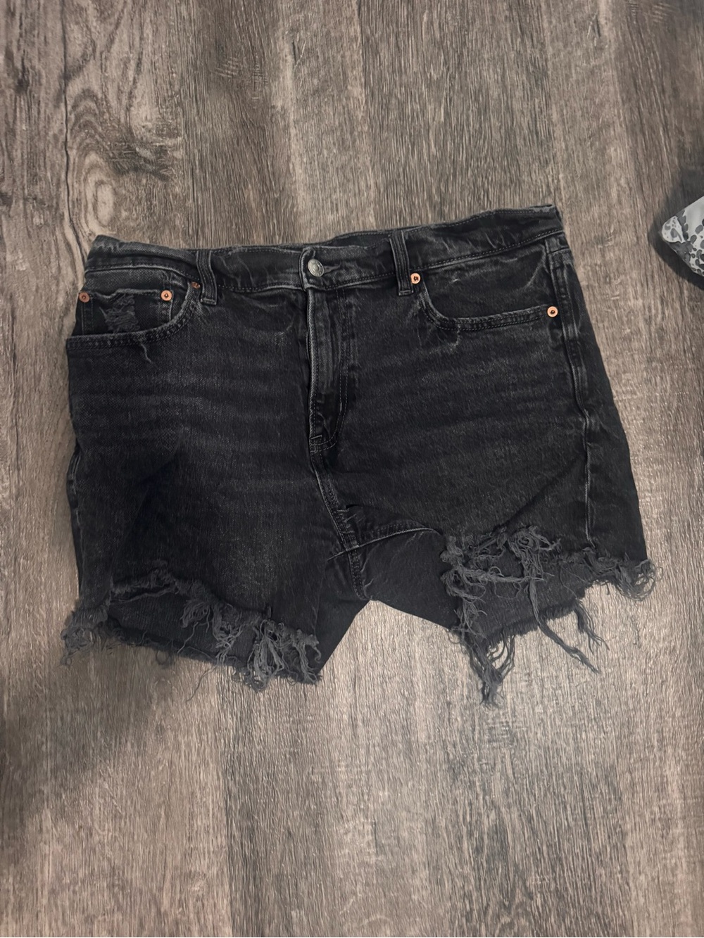 American Eagle Outfitters Black Distressed Denim Cutoff Shorts